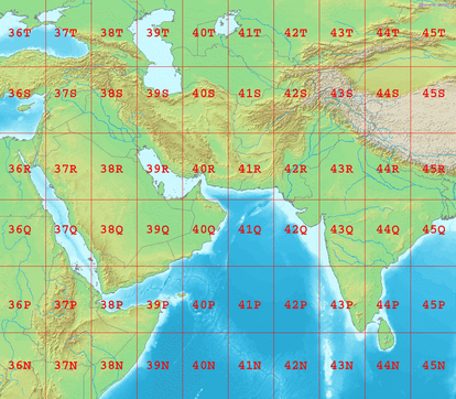 India UTM Zones Map